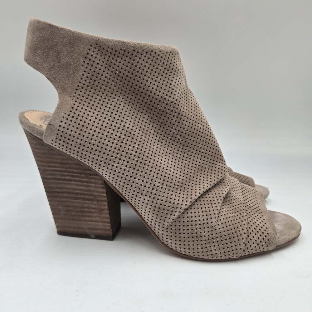 Vince Camuto Women's Kentvi Sandal Bootie Size 11 Taupe Tan Block Heel Open Toe